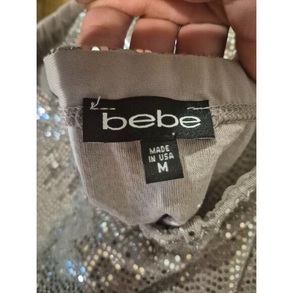 Bebe Silver Sequin Two-Piece Dress Set M - Picture 5 of 8